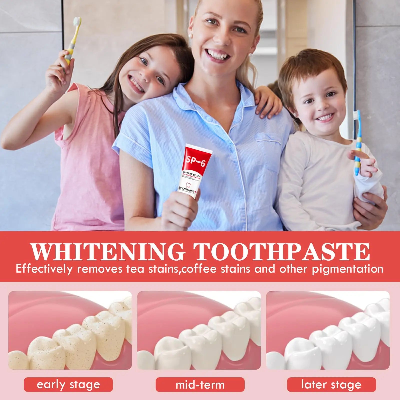 1/2/3Pcs SP6 Probiotics Whitening Toothpaste Enhanced Formula with 6 Probiotics for Teeth Whitening and Gum Health Deep Cleaning