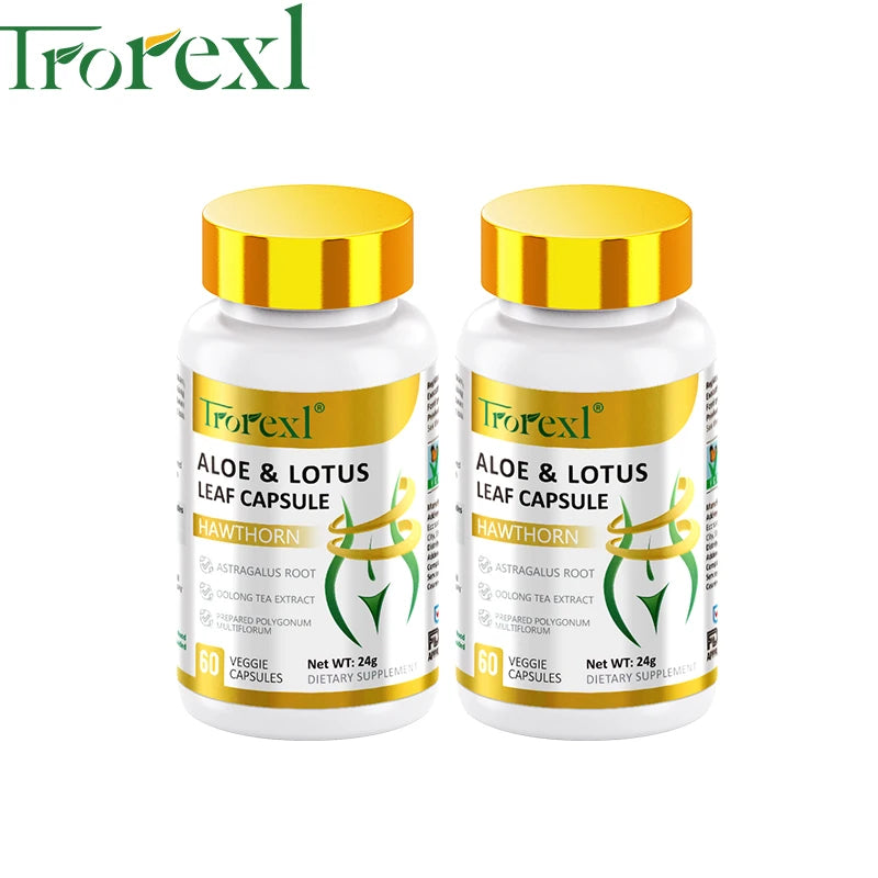 Aloe &amp; Lotus Leaf Capsules Flat Tummy Pills, Appetite Suppressant, Detoxification, Preserve Lean