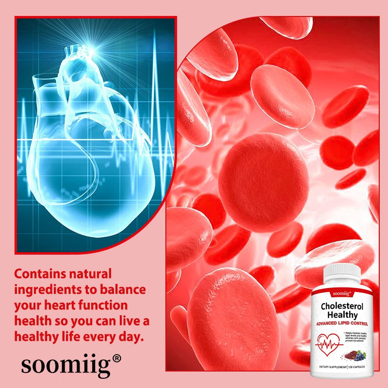 Cholesterol Supplements, Red Yeast Rice &amp; Grape Seed Extract, Supports Heart Health, Cholesterol Balance, Skin &amp; Eye Wellness