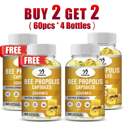 Buy 2 Get 2 Free! Strong Bee Propolis Extract Capsules, for Sore Throat, Overall Skin Care, Immune System Booster, Non-GMO