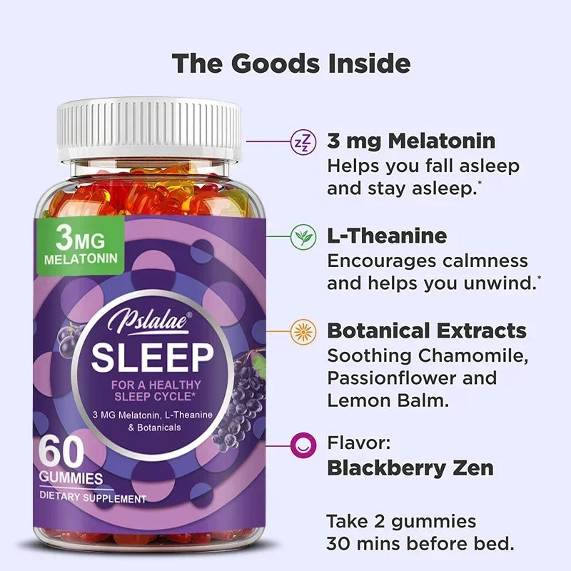 Melatonin Gummies Anxiety Stress Relief Help Sleep Save Insomnia Body Clock Adjustment for Adult