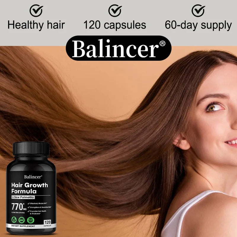 Saw Palmetto Capsules - with Multivitamins, Biotin, Promotes Hair Growth, Hair Loss, Promotes Hair Thickness and Overall Health