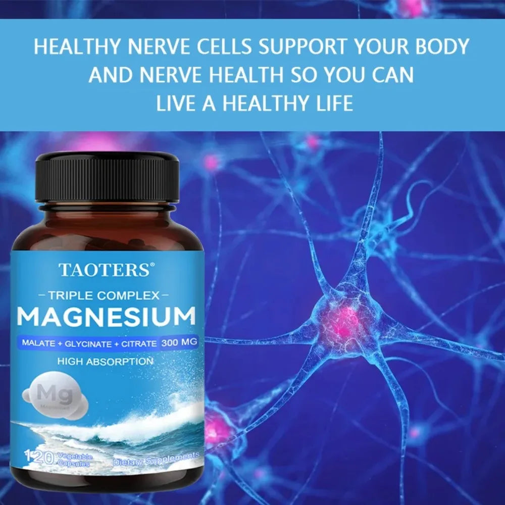 Triple Magnesium Complex Supplement - Contains Magnesium Glycine, Malate, and Citrate To Relax Muscles and Improve Sleep