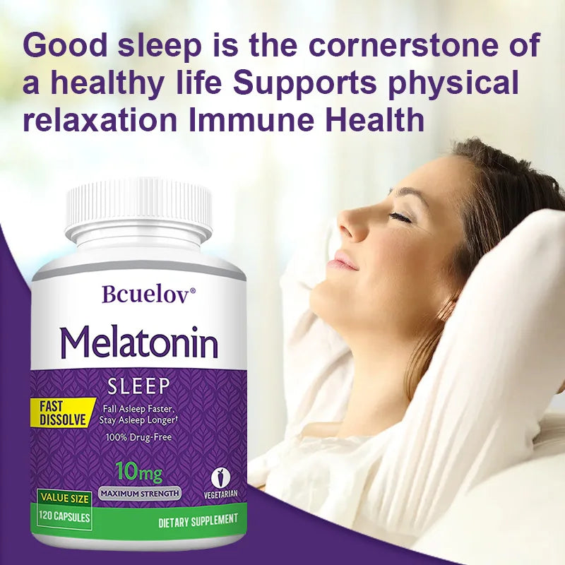 Melatonin 10 Mg Instant 120 Capsules - Natural Flavor, Fall Asleep Faster, Sleep Longer, Natural Sleep Aid
