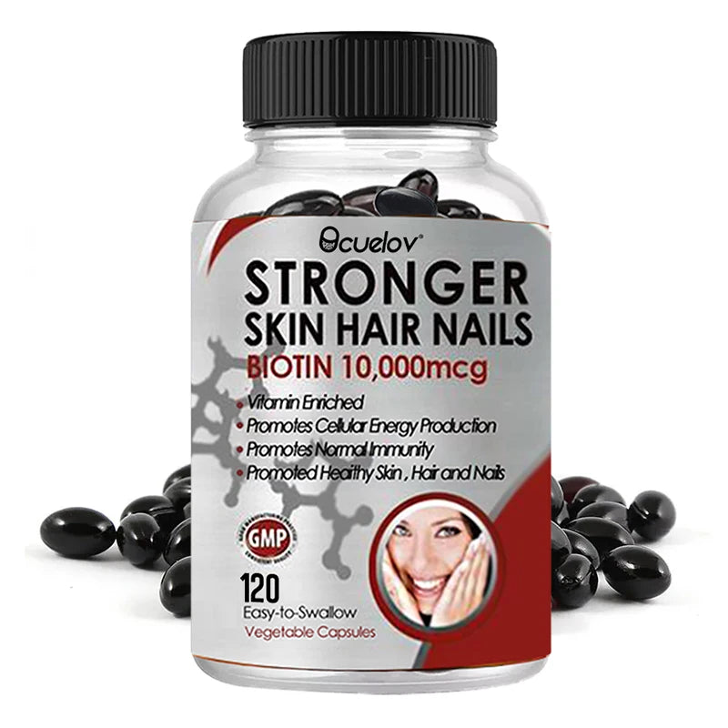 Biotin 10000 mcg - Hair Skin Nails Vitamins for Women &amp; Men, Supports Hair Growth, Glowing Skin &amp; Strong Nails, Metabolism