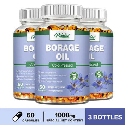 Borage Oil Capsules - Helps Maintain Skin, Joint and Bone Health, Relieves Cellular Stress, and Provides Antioxidant Support