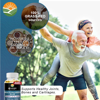 Multi Collagen Pills for Antioxidant Women &amp; Men Natural Skin Care Supplement - Hydrolyzed Protein Collagen Peptides