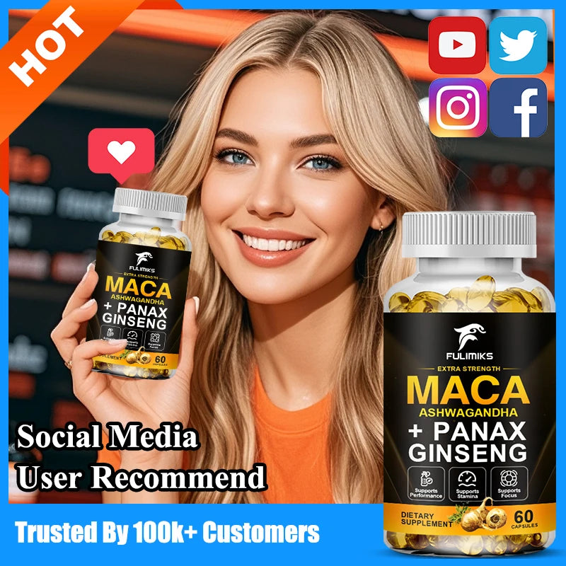 Premium Maca Ashwagandha Capsules, for Hormone, Menopause Relief &amp; Sexual Wellness, Anxiety, Fatigue &amp; Cognitive Function
