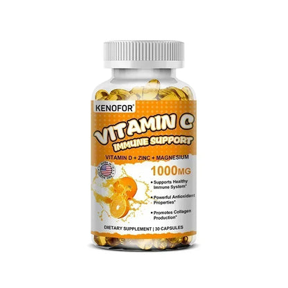 Vitamin C Capsules, Antioxidant, Support Immune System, Cellular Energy Production, Skin Brightening &amp; Collagen Synthesis