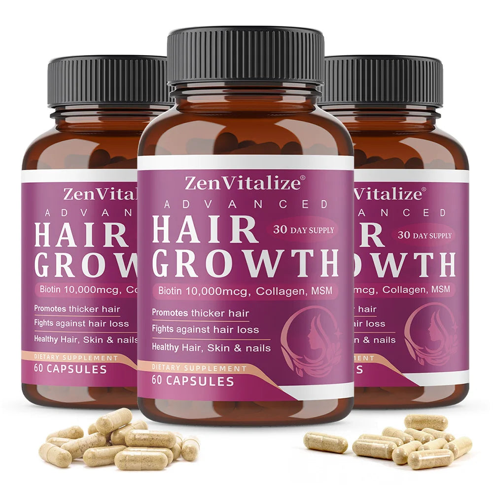 Hair Growth Vitamins for Women and Men - with Biotin &amp; Saw Palmetto, Naturally Regrow Stronger &amp; Healthier Hair, Skin and Nails