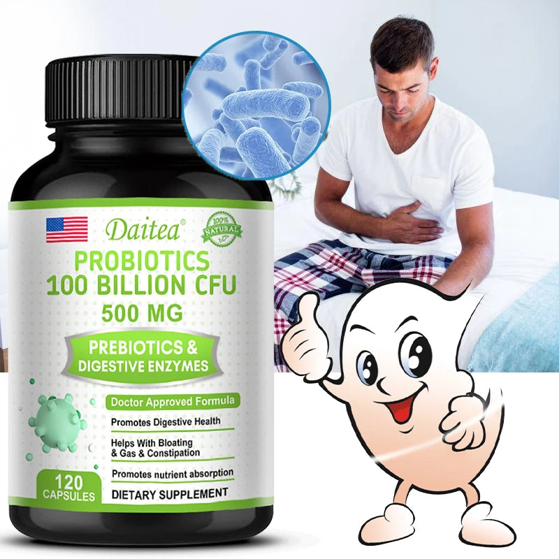 Probiotics 100 Billion CFU with Prebiotics &amp; Digestive Enzymes, Gut Health, Digestion, Bloating Relief &amp; Immune Support