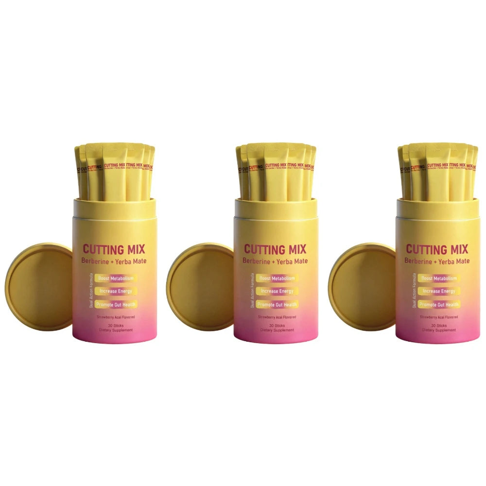 Berberine Yerba Mate Dietary Supplement Powder 30 Stick Packs Metabolism Energy Gut Health Support Strawberry Acai Flavor