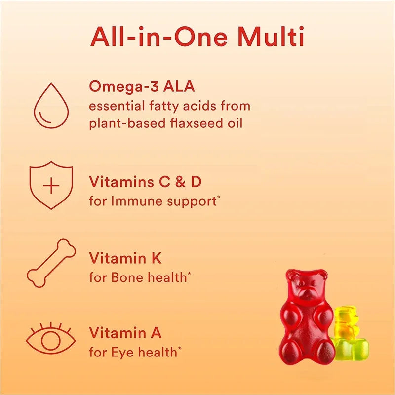 Kids Multivitamins Gummies - Boosts Immunity, Promotes Healthy Brain and Body Development, Provides Energy