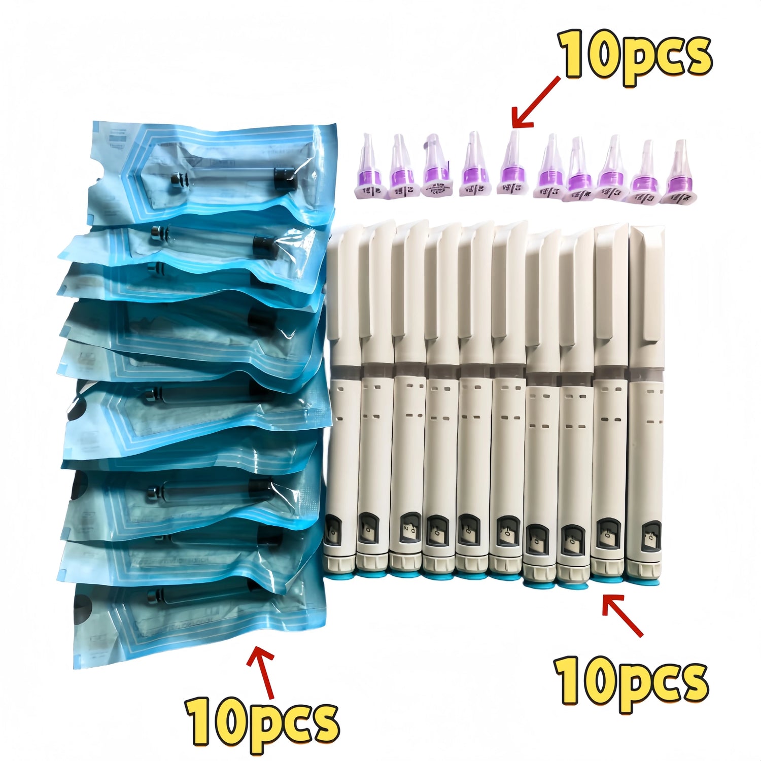 Disposable pen for peptides or insulin, 10 units (excluding the medication).