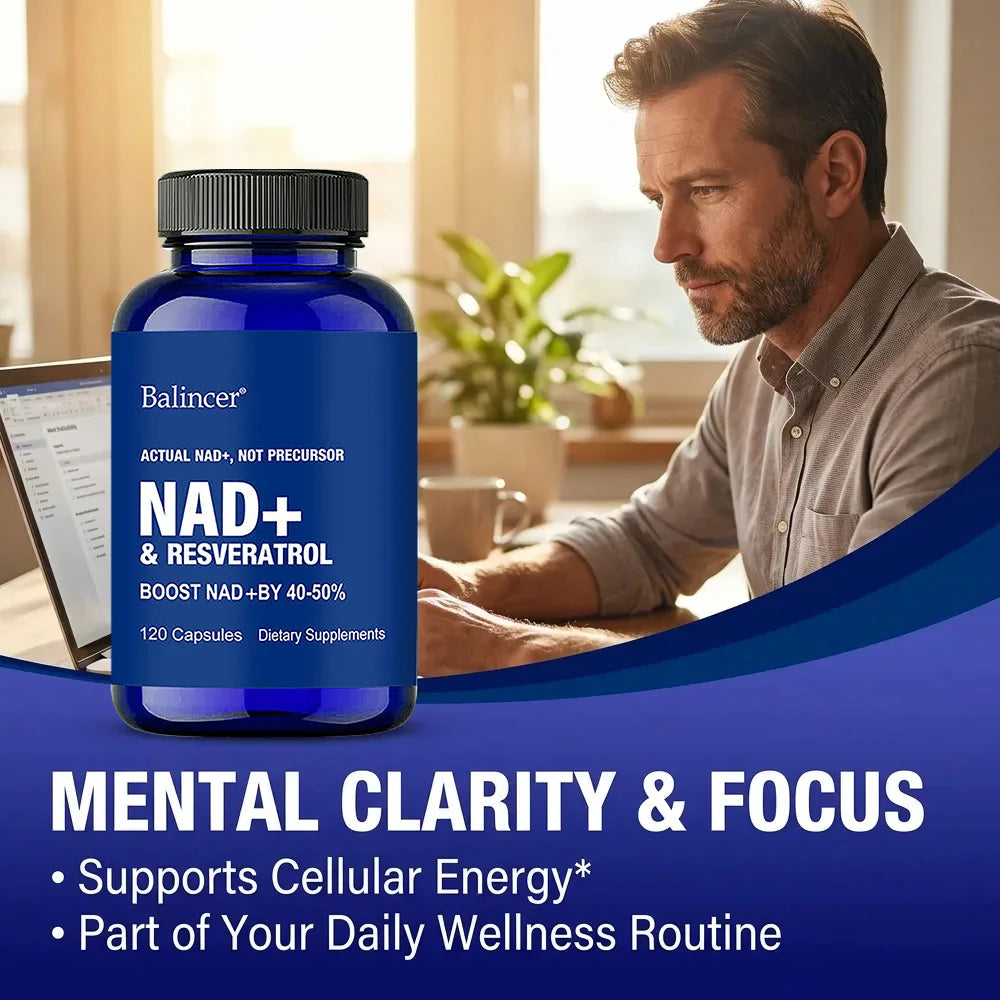 Resveratrol NAD+ Supplement - Support Cellular Health, Stamina &amp; Healthy Aging, Supports DNA Repair and Healthy Metabolism