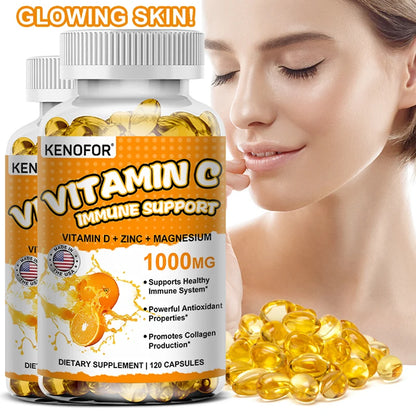 Vitamin C Capsules, Antioxidant, Support Immune System, Cellular Energy Production, Skin Brightening &amp; Collagen Synthesis