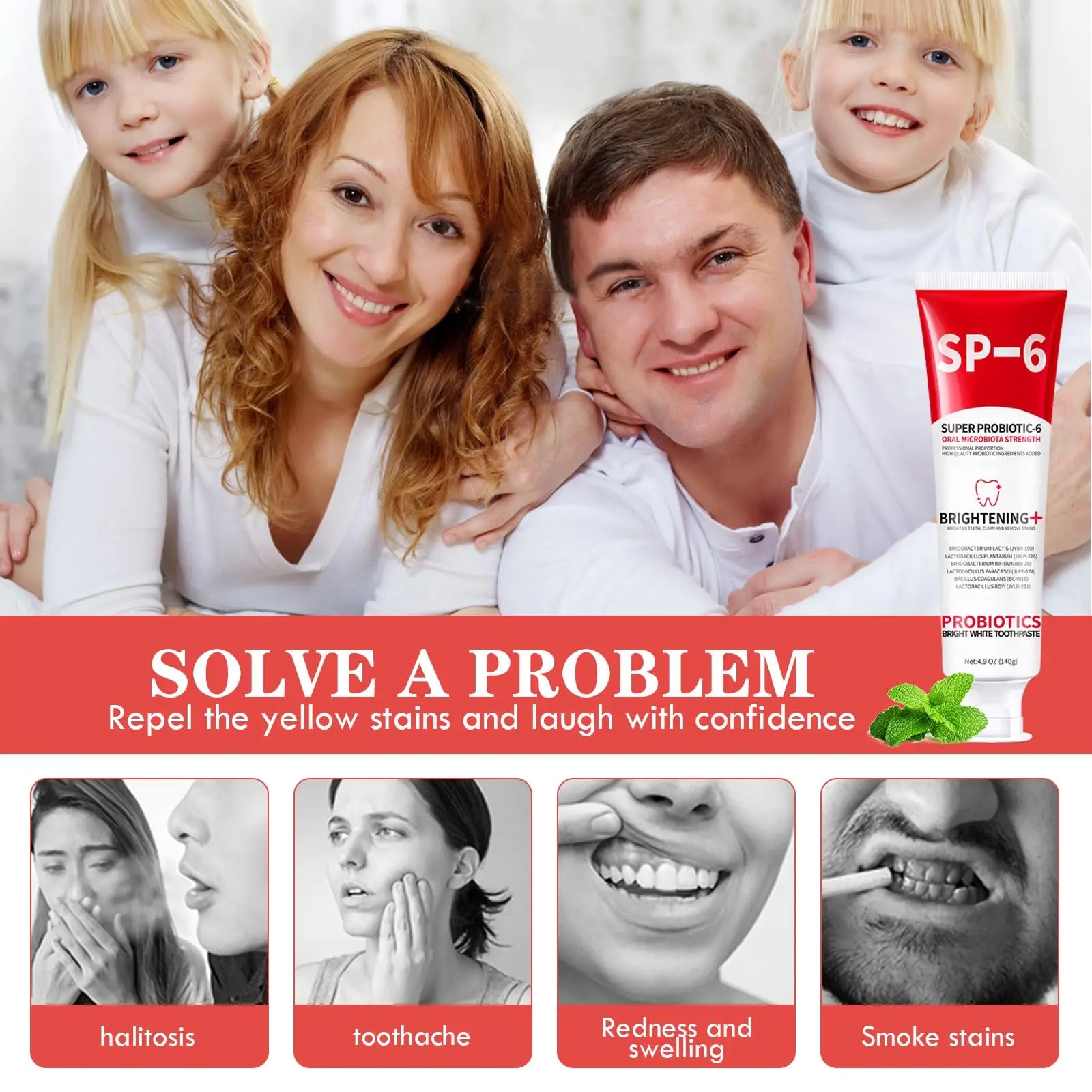 1/2/3Pcs SP6 Probiotics Whitening Toothpaste Enhanced Formula with 6 Probiotics for Teeth Whitening and Gum Health Deep Cleaning