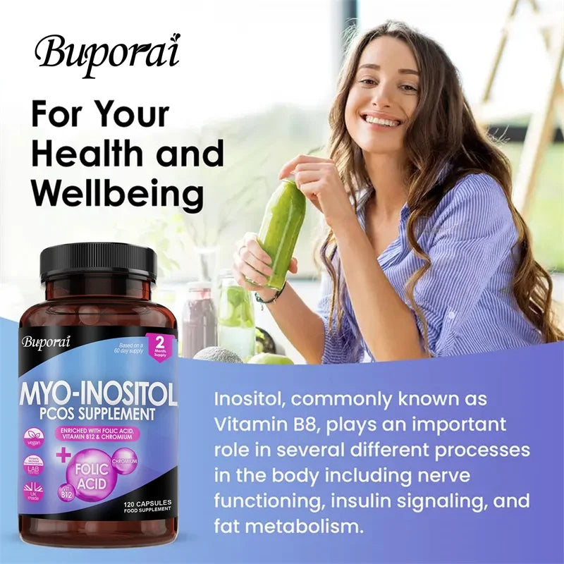 Myo-Inositol Supplement - Promotes Hormonal Balance and Ovarian Health, Regulates Menstrual Cycles, and Improves Mood