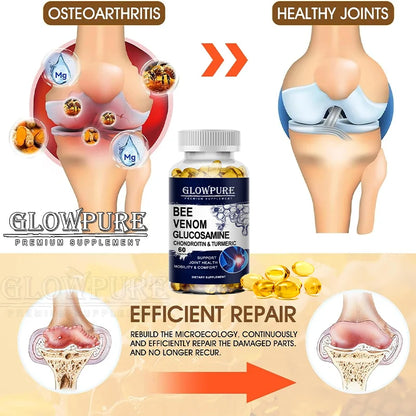 Bee Venom Extract Glucosamine &amp; Turmeric Capsules for Joint &amp; Muscle Health, Enhanced Mobility, Flexibility, Comfort Supplement