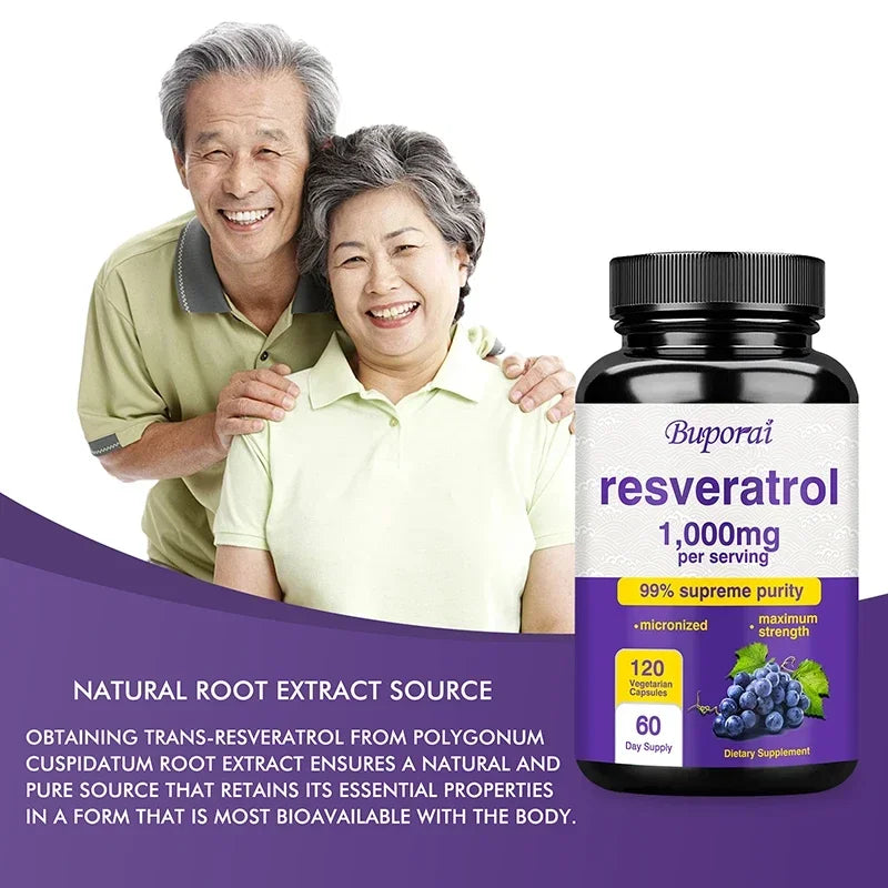 Resveratrol Supplement - 99% Trans-resveratrol, Healthy Aging, Brain &amp; Heart Support, AntioxidantSupplementsSupplements