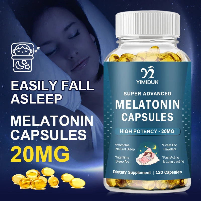 High Potency Melatonin 20 Mg Capsules, for Promotes Natural Sleep, Relaxation and revitalized, GMP Certified, Gluten Free
