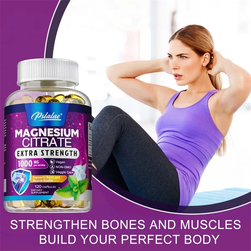 Magnesium Citrate 1000 Mg - Supplement for Stress, Relaxation, Bone, Sleep, Heart Health, Nerve, Muscle &amp; Metabolism