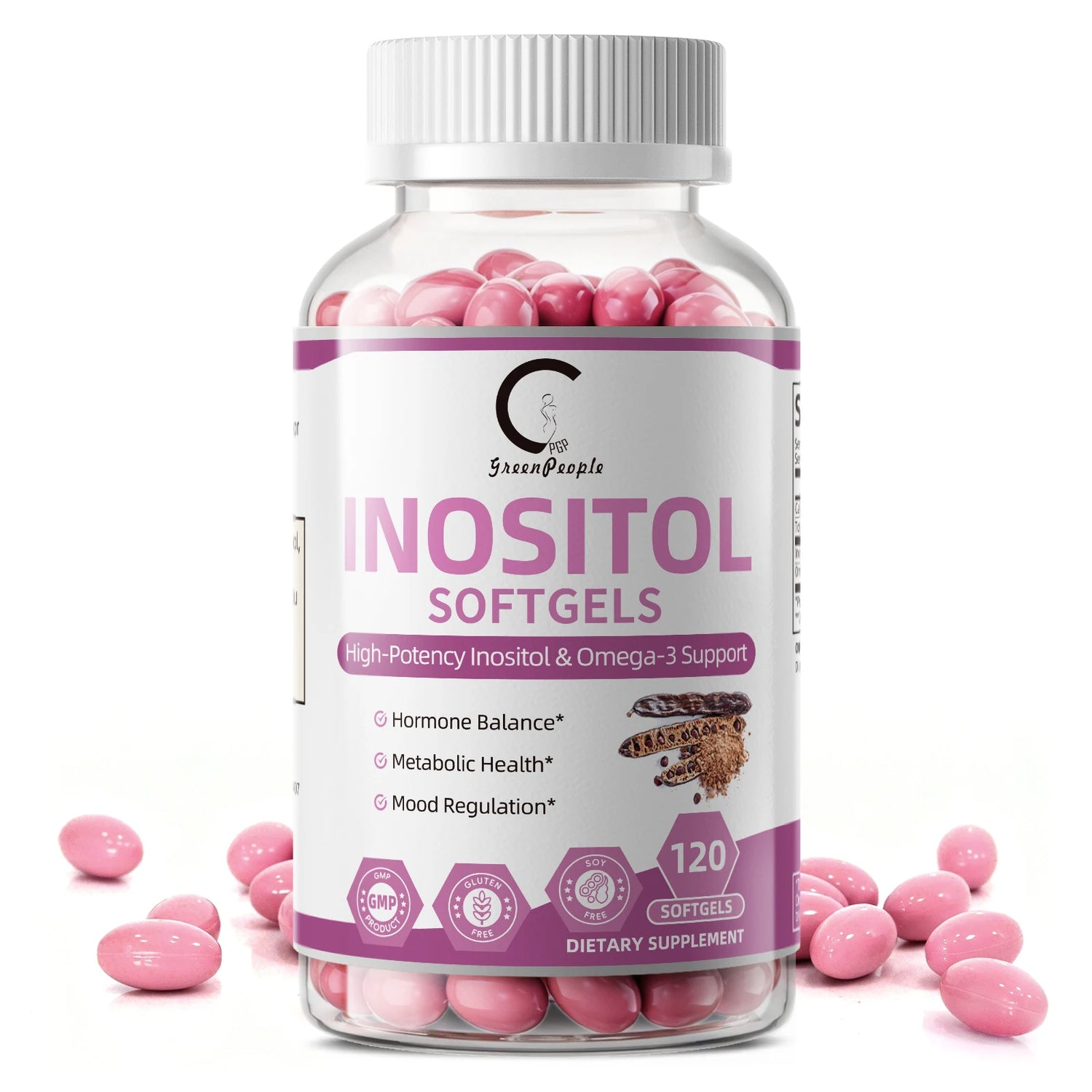 120PCS Inositol Capsule with Omega-3 Supports Ovarian Function,Hormone Balance,Fertility Supplements for Women