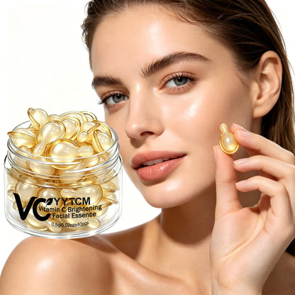 Vitamin C Facial Serum, Moisturizing and Brightening, Firming the Skin, Contains Vitamin E, Retinol, Hyaluronic Acid Facial Skin Care Serum, 18 Capsules/30 Capsules/40 Capsules/50 Capsules/60 Capsules/80 Capsules/100 Capsules