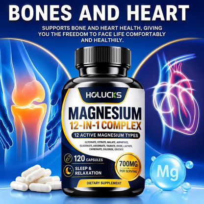 Magnesium Supplement, with Magnesium Glycinate, Supports Muscle, Sleep, Nerve, Heart, Digestive Health, Daily Memory, Vitality