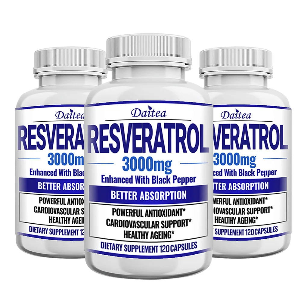 Resveratrol Supplement Capsules - Anti-Aging, Cardiovascular &amp; Joint Support, Skin Health