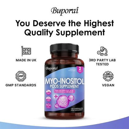 Myo-Inositol Supplement - Promotes Hormonal Balance and Ovarian Health, Regulates Menstrual Cycles, and Improves Mood