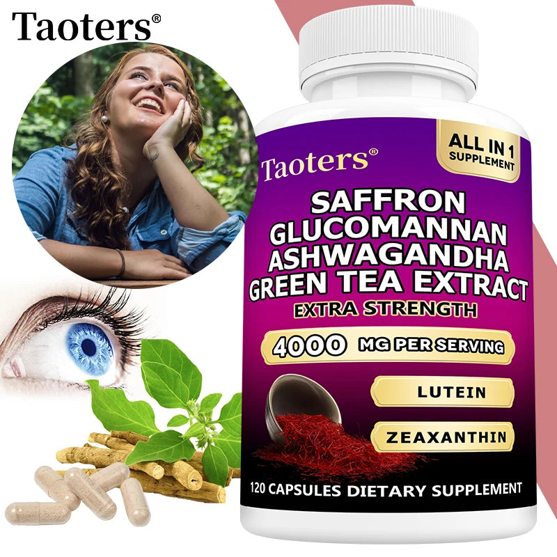 Saffron Supplements with Ashwagandha - Mood Balance, Stress Relief &amp; Mental Clarity – Cortisol Support for Women &amp; Men