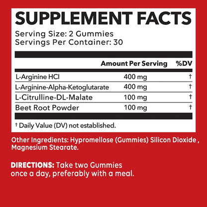 L-Arginine Supplement - for Energy, Strength and Endurance Support During Exercise | Muscle Mass, Non-GMO