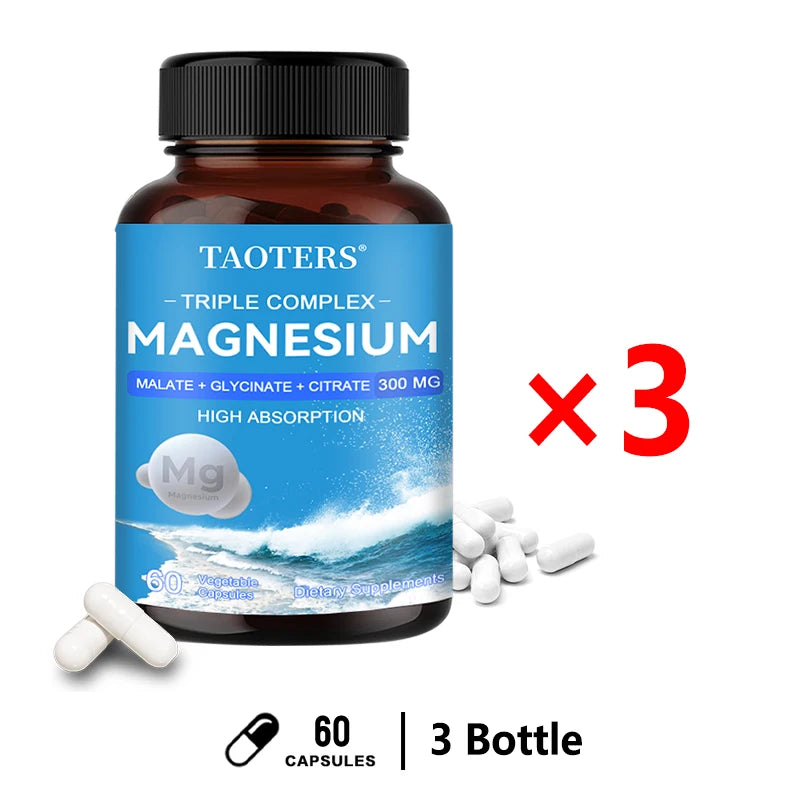 Triple Magnesium Complex Supplement - Contains Magnesium Glycine, Malate, and Citrate To Relax Muscles and Improve Sleep
