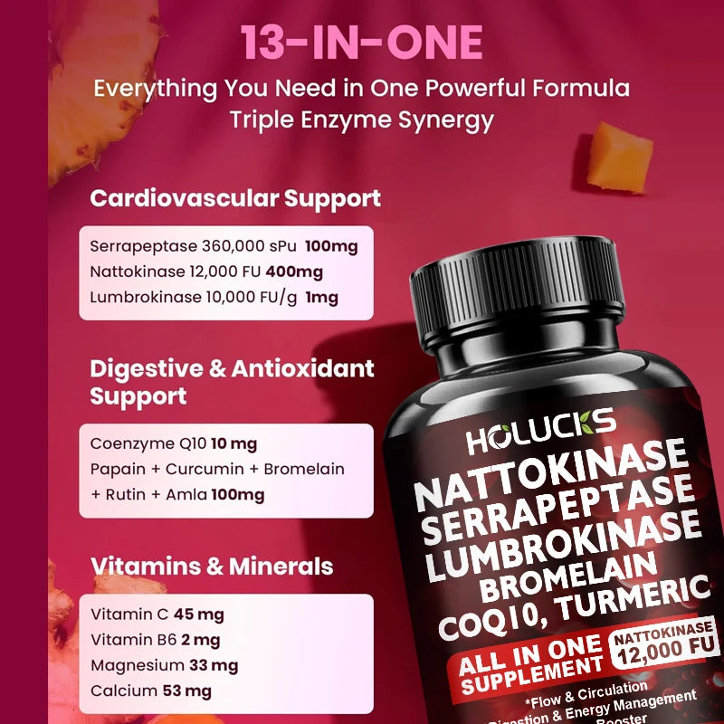 Nattokinase Supplement, Supports Blood Flow, Heart Health, &amp; Healthy Circulation, Digestive Aid, Boosts Cellular Energy
