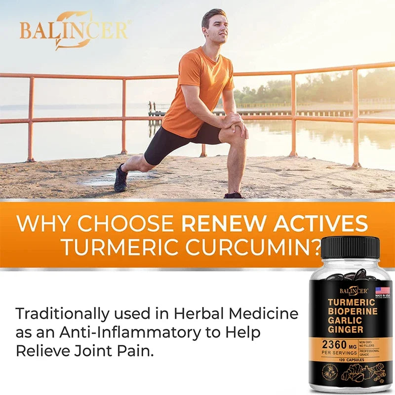 4-in-1 Turmeric Ginger Supplement with Pepperin 2360 Mg with Garlic Curcumin Black Pepper, for Joint, Digestive &amp; Immune Support