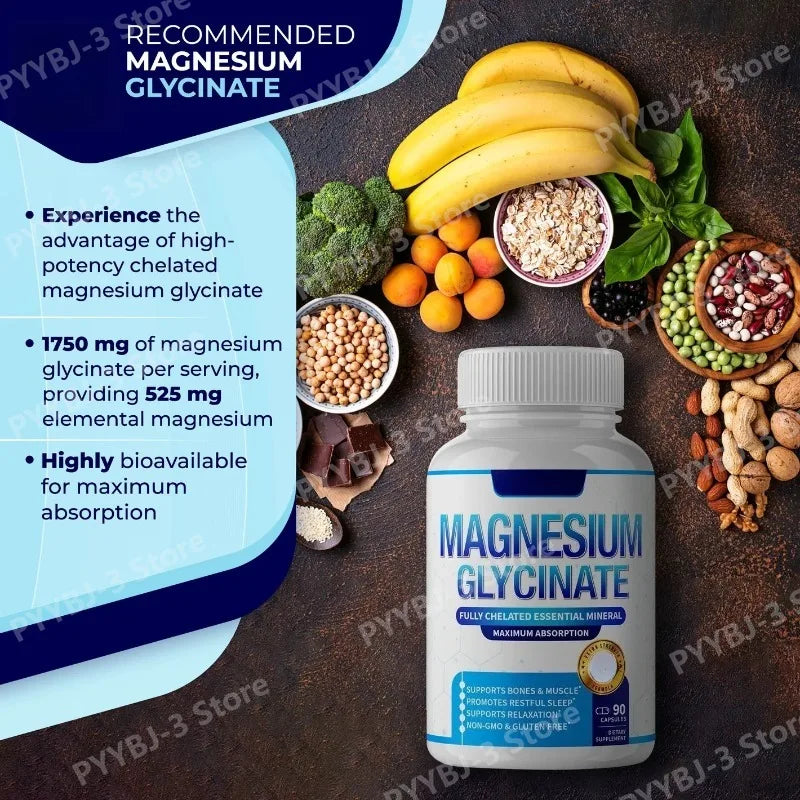 Magnesium Supplement 1000mg 7 in 1 Complex with Glycinate Citrate Malate Taurate Supports Muscle Relaxation Sleep Support 90 Ct