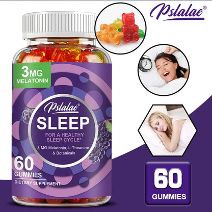 Melatonin Gummies Anxiety Stress Relief Help Sleep Save Insomnia Body Clock Adjustment for Adult