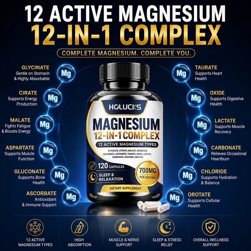 Magnesium Supplement, with Magnesium Glycinate, Supports Muscle, Sleep, Nerve, Heart, Digestive Health, Daily Memory, Vitality