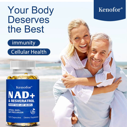 Kenofor NAD+ Supplements with Resveratrol - Anti-Aging, Supports Natural Energy - Improve The Immune System Veggie Capsuels