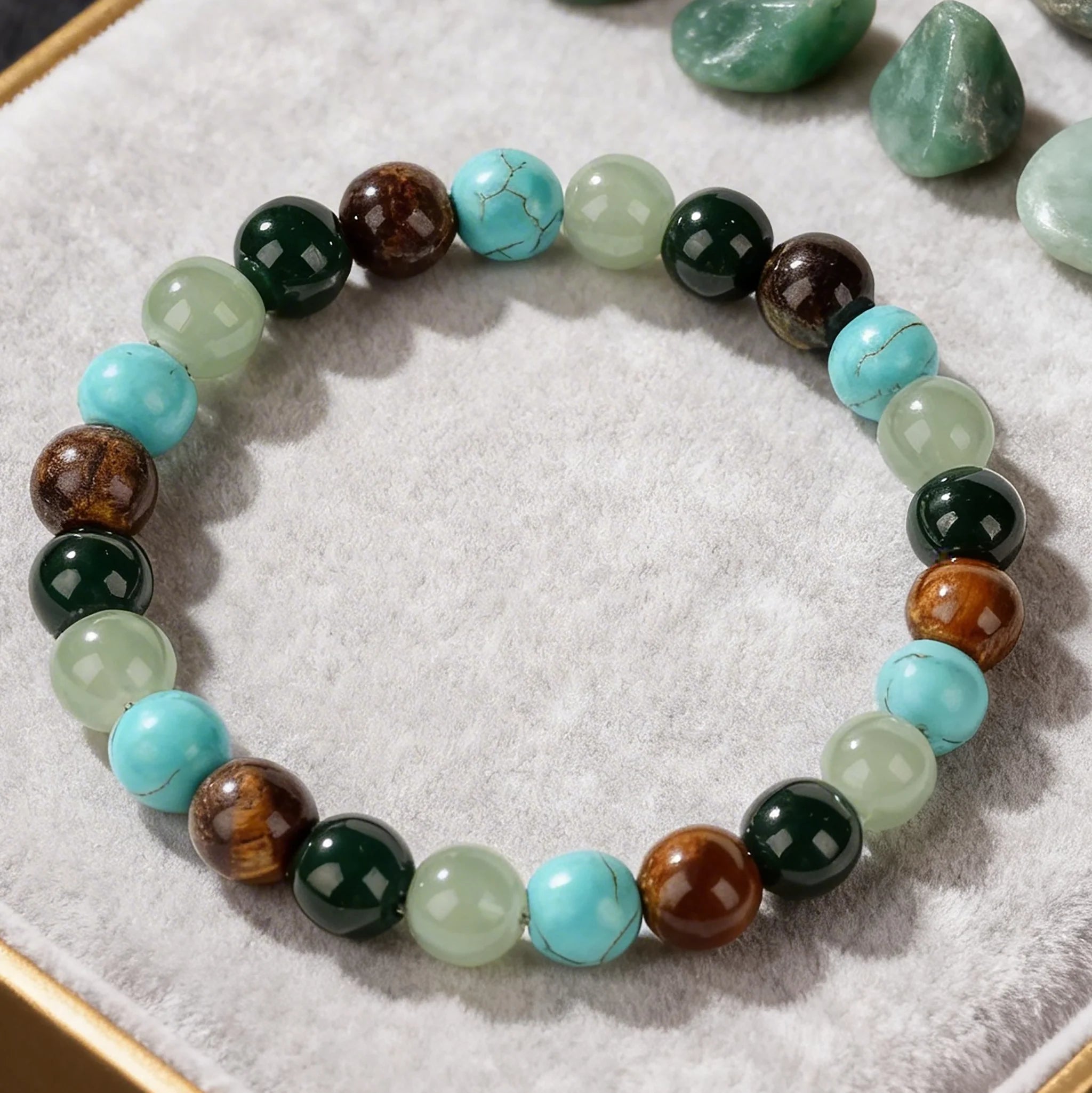 Spring Boho Summer Accessories Blue Turquoise Nature Stone Bracelets for Gifts Energy Charm Peri &amp; Menopause Bracelet 2.2