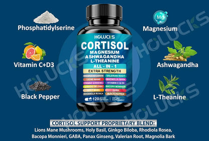 Corti-Soothe Supplement - Improve Sleep Quality, Promote Cortisol Balance, Support Adrenal Health, &amp; Relieve Fatigue -120 Pills