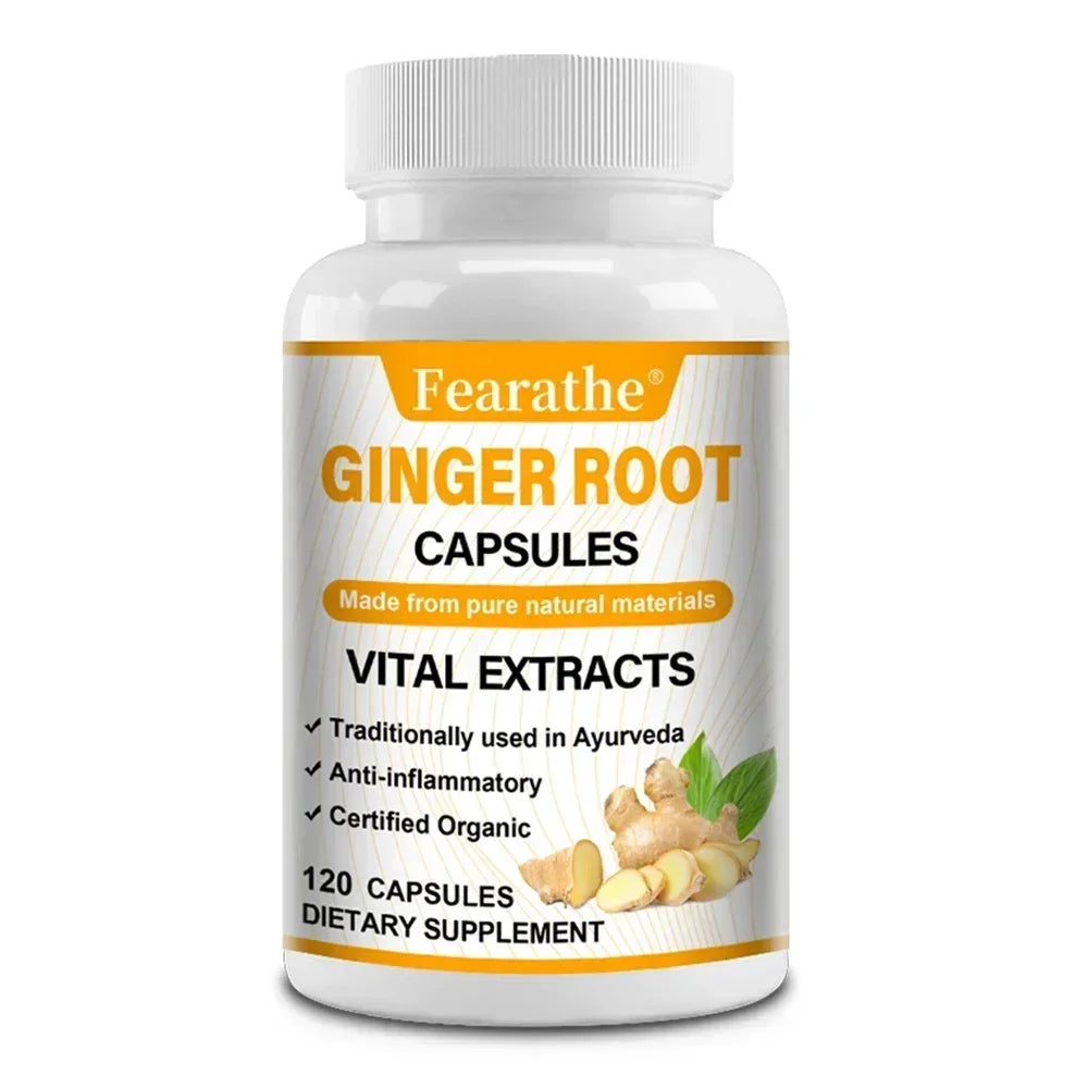 Organic Ginger Root Capsules 1200mg - with Black Pepper Extract,For Joint Health, Anti-Inflammation, Muscle, Immune Health