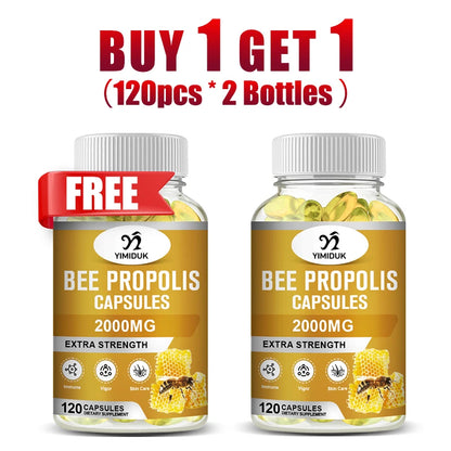 Buy 2 Get 2 Free! Strong Bee Propolis Extract Capsules, for Sore Throat, Overall Skin Care, Immune System Booster, Non-GMO