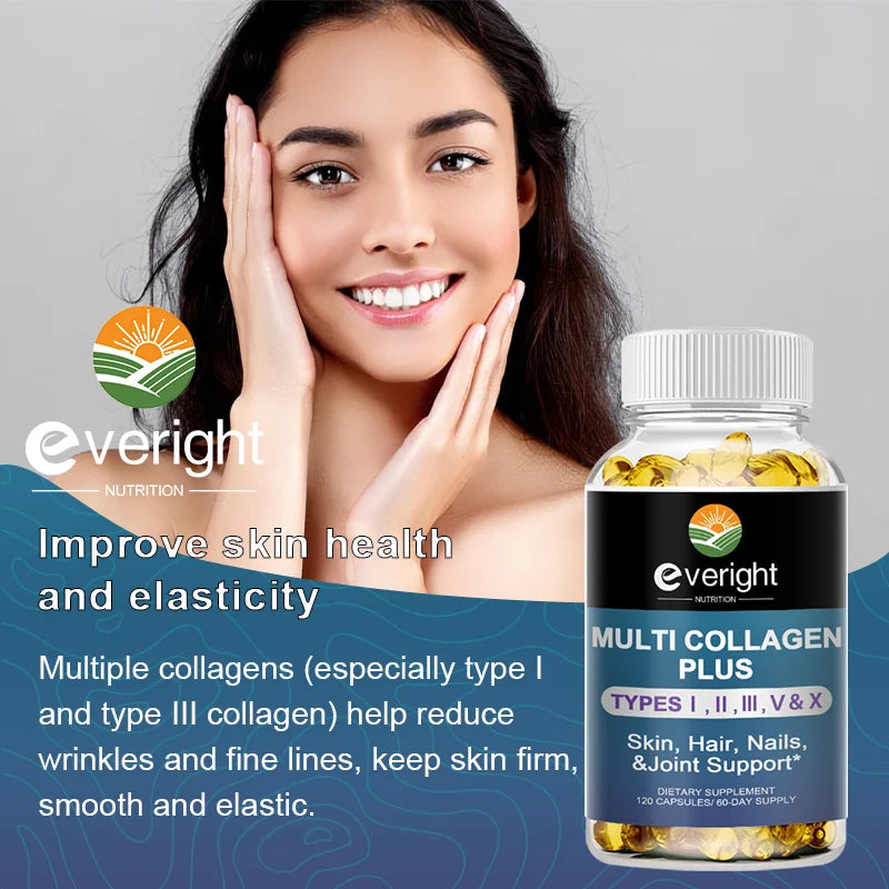 Multi Collagen Pills for Antioxidant Women &amp; Men Natural Skin Care Supplement - Hydrolyzed Protein Collagen Peptides