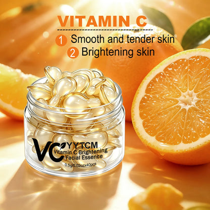 Vitamin C Facial Serum, Moisturizing and Brightening, Firming the Skin, Contains Vitamin E, Retinol, Hyaluronic Acid Facial Skin Care Serum, 18 Capsules/30 Capsules/40 Capsules/50 Capsules/60 Capsules/80 Capsules/100 Capsules