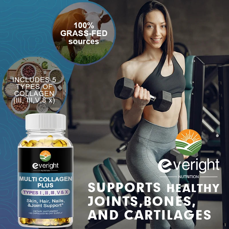 Multi Collagen Pills for Antioxidant Women &amp; Men Natural Skin Care Supplement - Hydrolyzed Protein Collagen Peptides