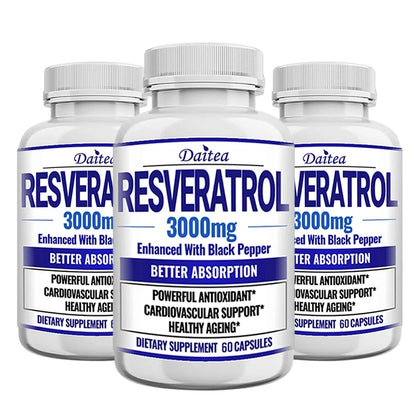 Resveratrol Supplement Capsules - Anti-Aging, Cardiovascular &amp; Joint Support, Skin Health