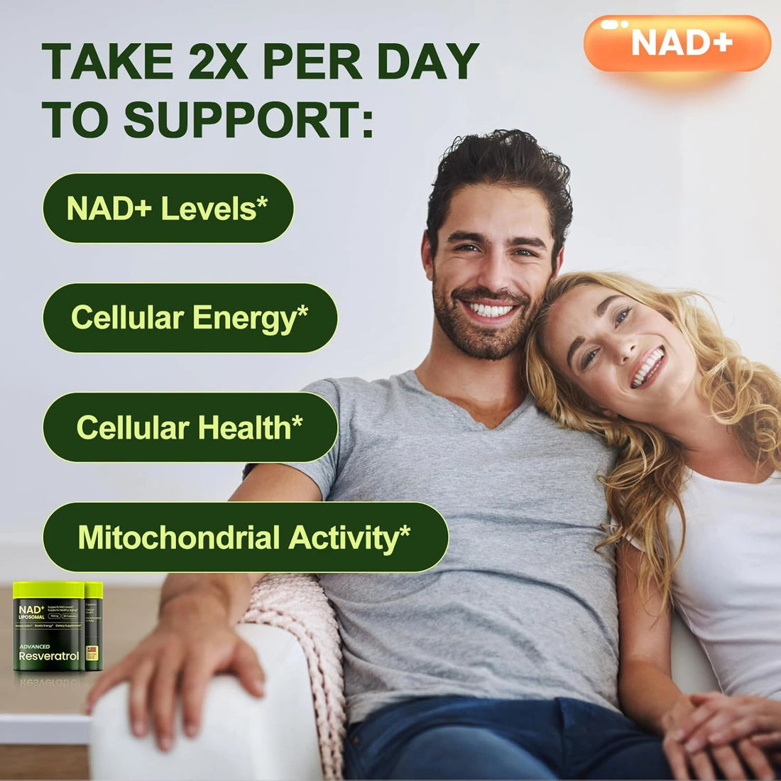 Liposomal NAD+ ADVANCED Supplement with Resveratrol - NAD Plus Capsules for Anti Aging, Brain Function &amp; Cell Regeneration
