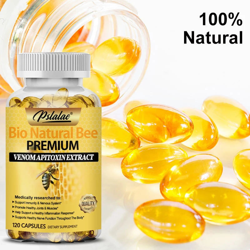 Natural Bee Capsules Enhance Immunity and Anti-oxidation, Effectively Relieve Joint Inflammation 120 Capsules Non-GMO